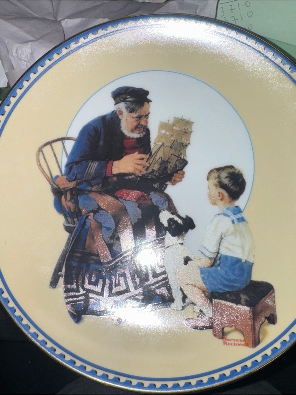 Norman Rockwell White Collector Plate "The Sea Captain"